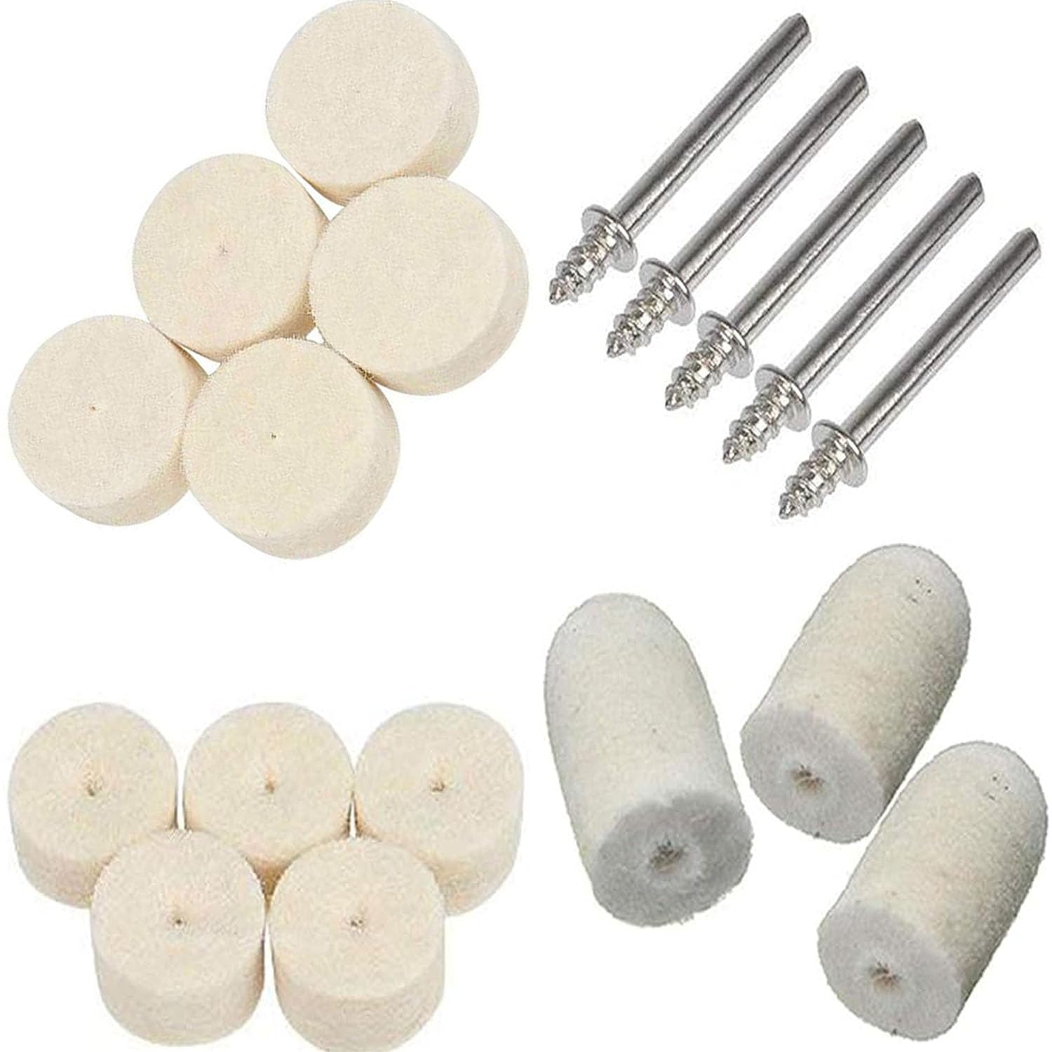DIY Crafts Felt Polishing Buffing Wheel Wool Felt Polishing Pad Wheel Professional Accessories, Point & Mandrel 1/8" Shank Kit for Dremel Rotary Tools Pcs :- (25)-picture-13