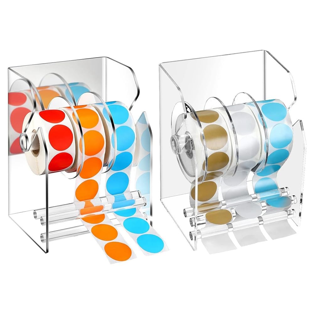 Verstellbarer Etikettenspender, Acryl-Aufkleberrollenspender, Aufkleberrollenhalter, Transparente Etikettenhalter, Aufkleberhalter