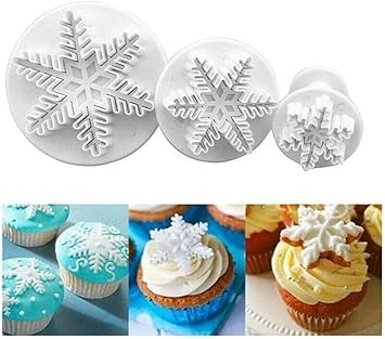 LEGACYCART Snowflake Cookie Cutter Set - Cake Decorating Mold Fondant Plunger Tool, Christmas Cutters Stamp Shaped as Snowflakes, Holiday Cookie Molds Stamps, Frozen Cake Candy & Cupcake Decorations