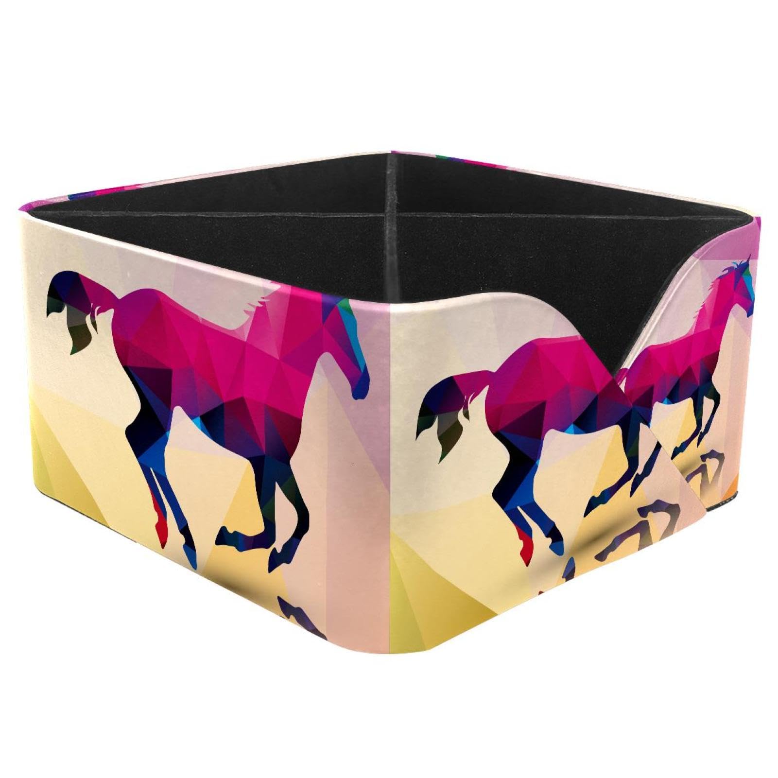 KengjuTesu Horse Desktop Organizer Pen Holder, Rectangular Pencil Cup for Office, Study and Makeup Stations