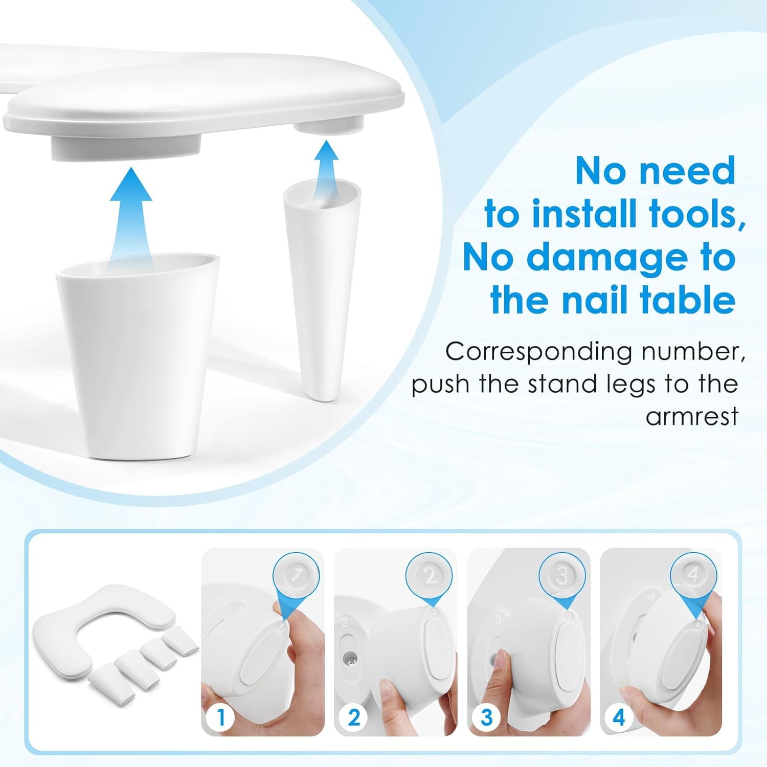 FBLXE Arm Rest for Nails Tech - U-shaped Manicure Nail Hand Rest Pillow Cushion, Big Microfiber Leather Nail Arm Rest Stand for Acrylic Nail Art Tech (White) pack of 1 1