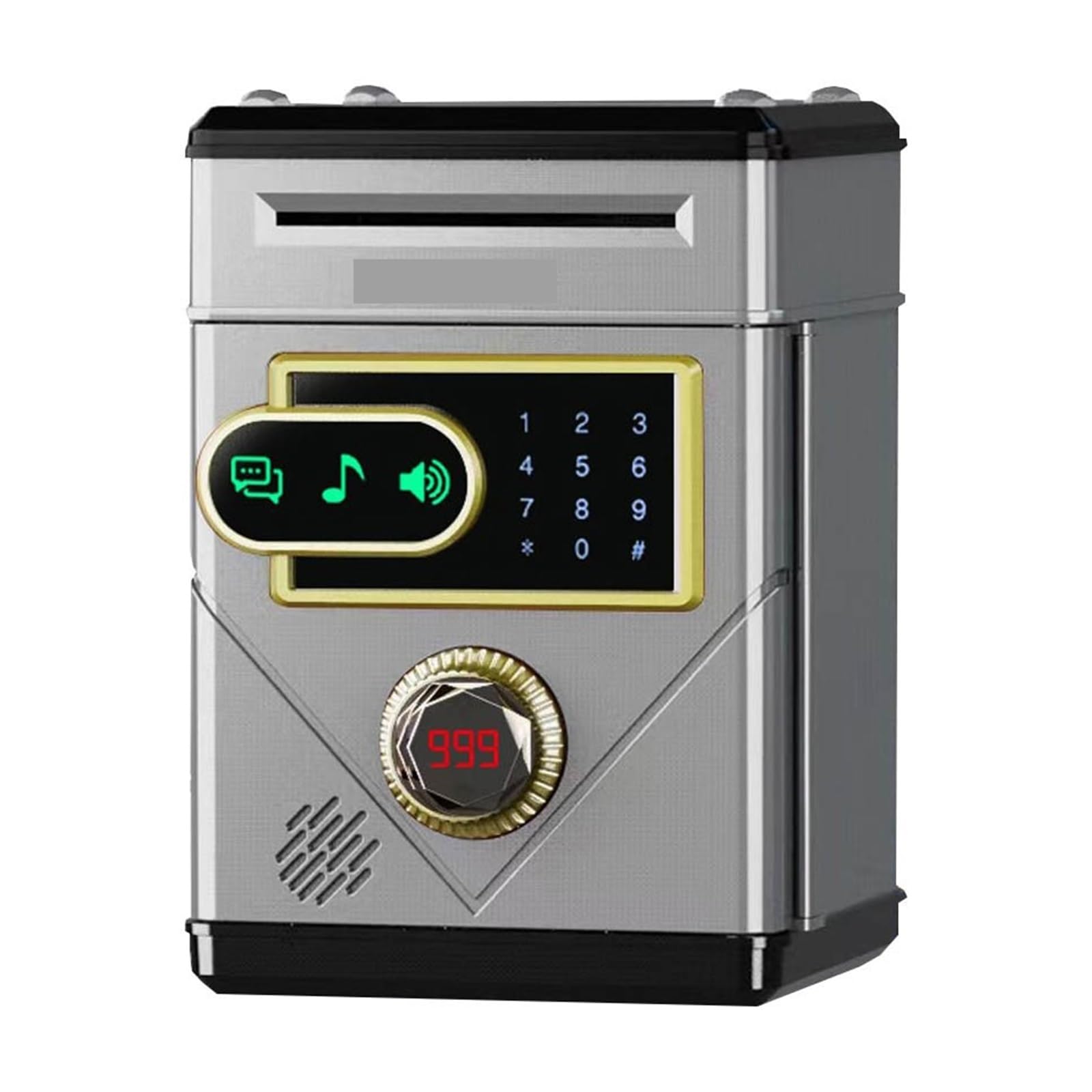 Kids Touch Screen Piggy Bank with Automatic Coin Counting and Safe Box(Gris)