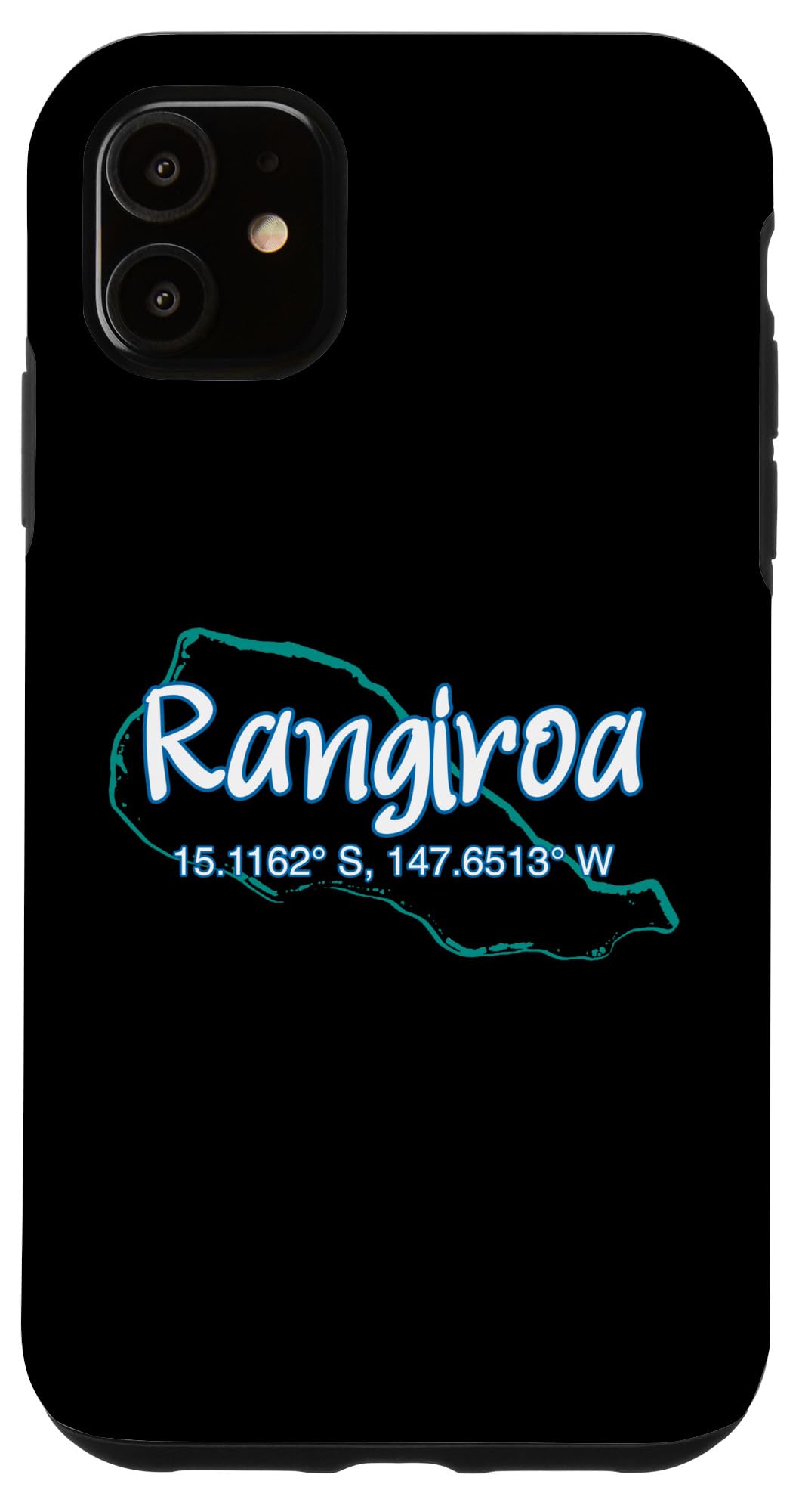 Coque en Coordonnées de l'atoll de Rangiroa pour iPhone 11, vacances touristiques - Protection efficace, Design élégant,