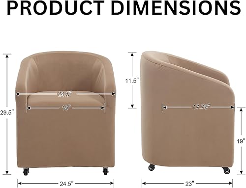 Miniatura 3 de Silla de comedor con ruedas, sillas tapizadas de terciopelo para comedor y cocina, sillón lateral moderno con ruedas para dormitorio, sala de