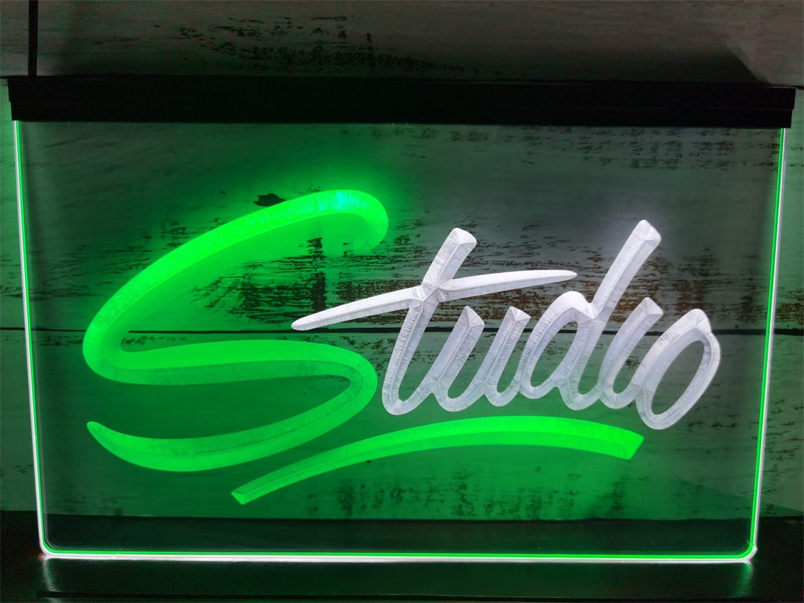 REWIS Neonowe znaki LED do studia, zasilane przez USB, ściemniane w 3 poziomach światła neonowe, do dekoracji ściennych w studiu masażu,White green,30x20cm