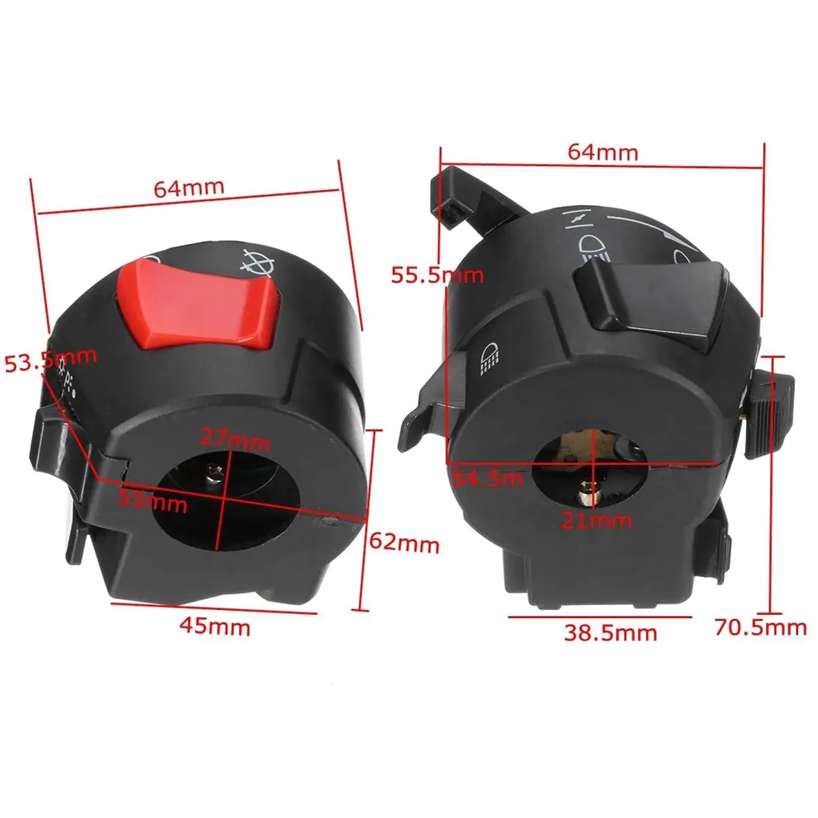 7/8" Interrupteur De Démarrage Électrique 12 V Double Accélérateur Universel Pour Guidon De Moto Klaxon Clignotants Phares Pièces Détachées Contacteur d'Allumage