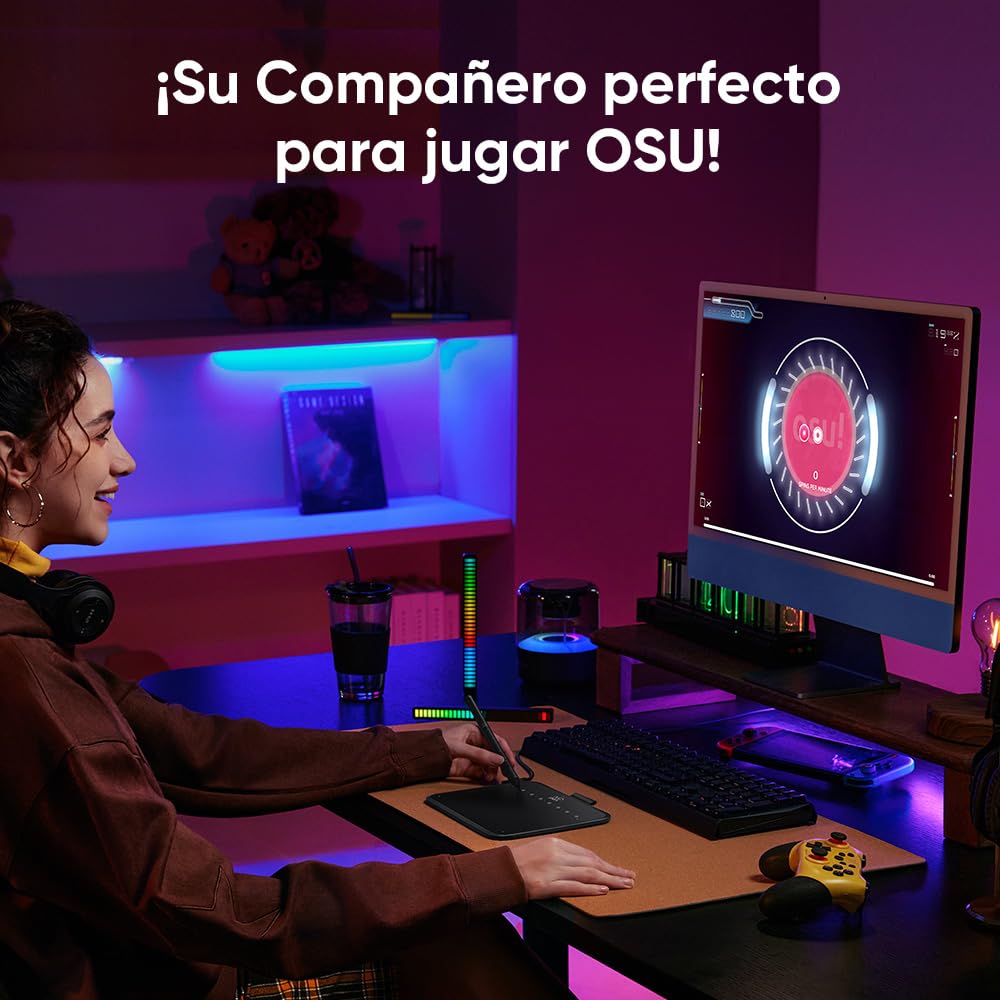 XPPen Deco 640 Tableta Gráfica Dibujo Digital con Lápiz 16384 Niveles de Presión 8 Teclas Personalizadas Virtuales, Tableta de Dibujo para OSU Compatible con Windows, macOS, Android, Chrome OS, Linux