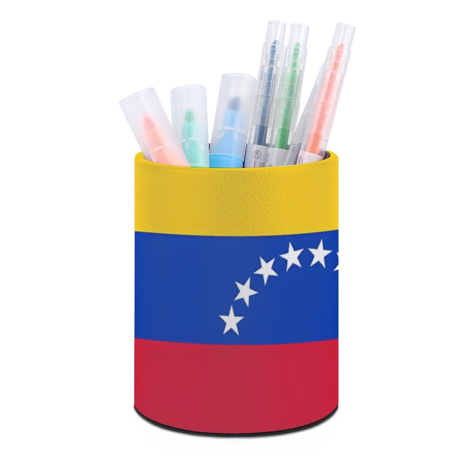 JTREHY Round Pen Holder,Flag of Venezuela Printed Makeup Brush Storage Box for Home Office Dressing Table