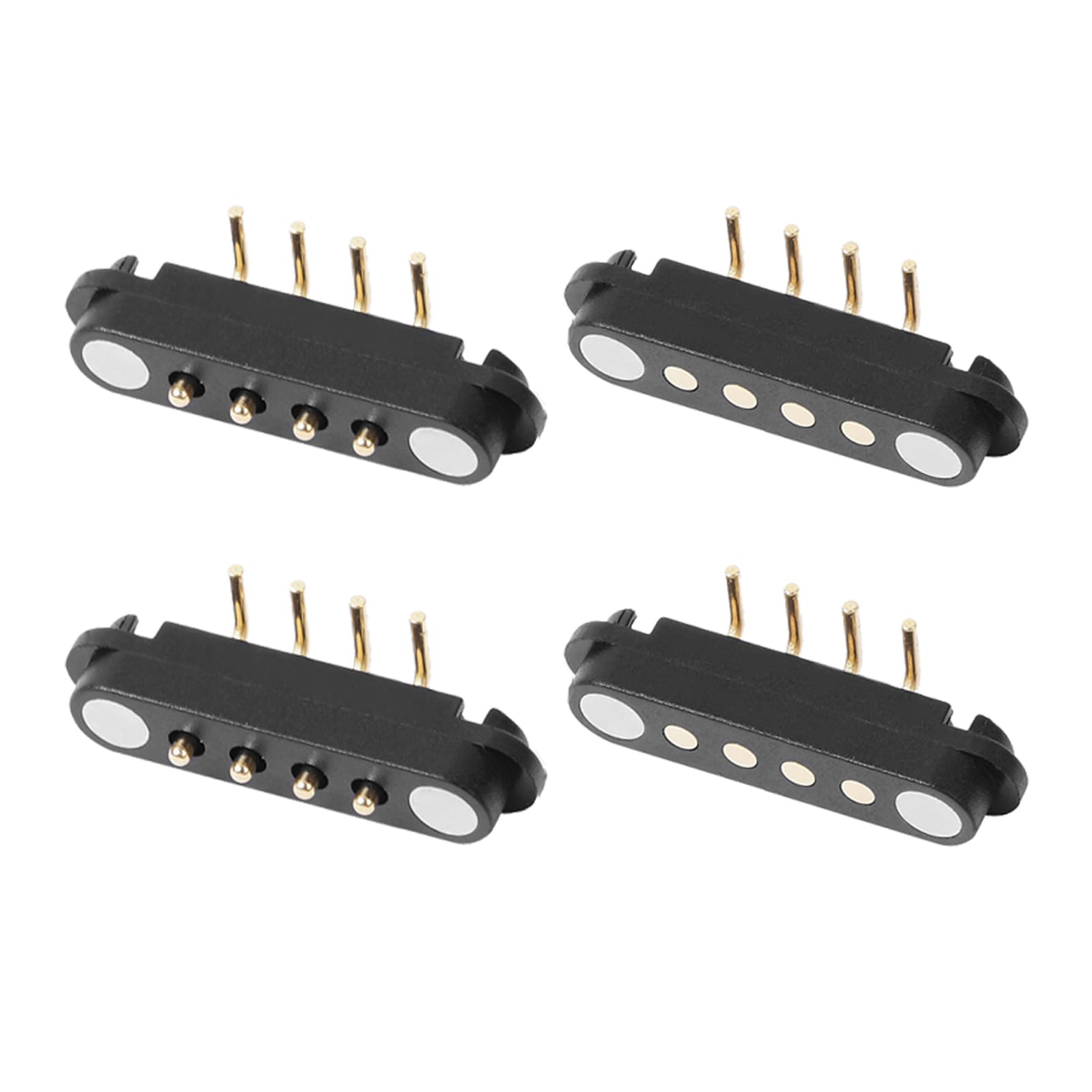 2 Pair 2/3/4/5/6/7/8Pin Bend Magnetic Pogo Pin Connector, Male+Female 2.54MM Spring Loaded Pogopin Connector DC Power Charge Probe Socket (4Pin)