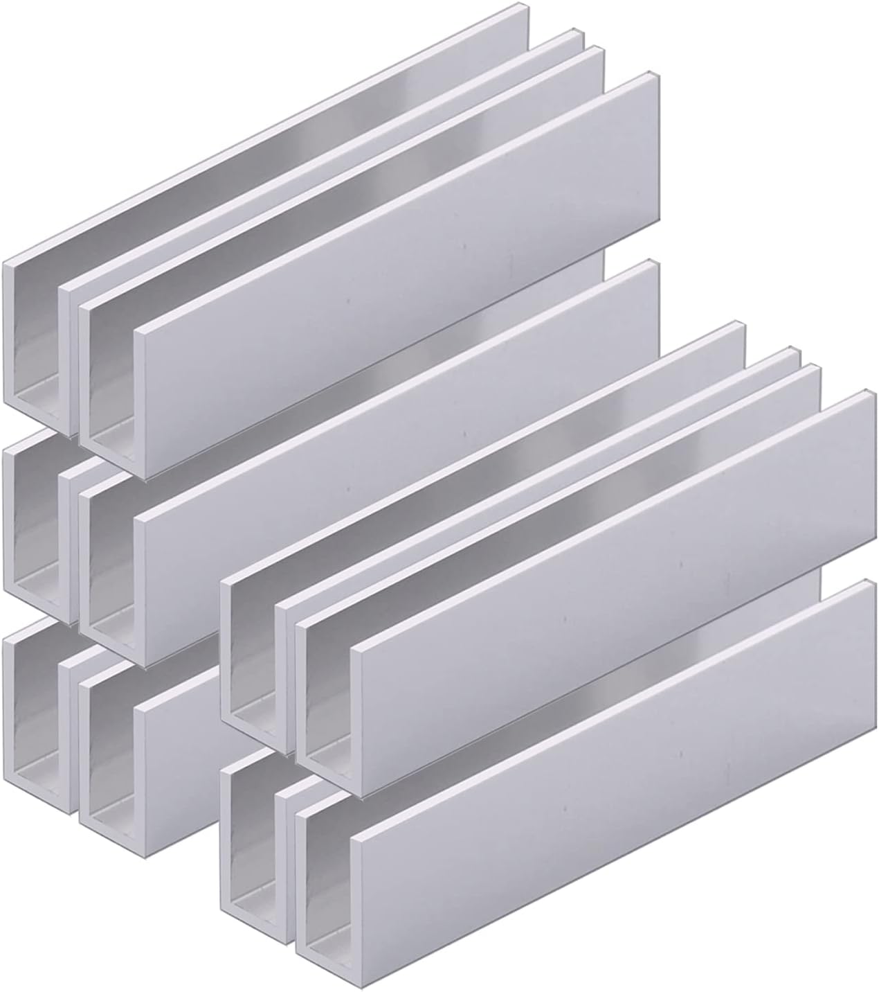 Aluminum Fixed Panel Shower Door U Channel for 1/2inch Thick Glass 95 inches Length (10, Brush Finish)