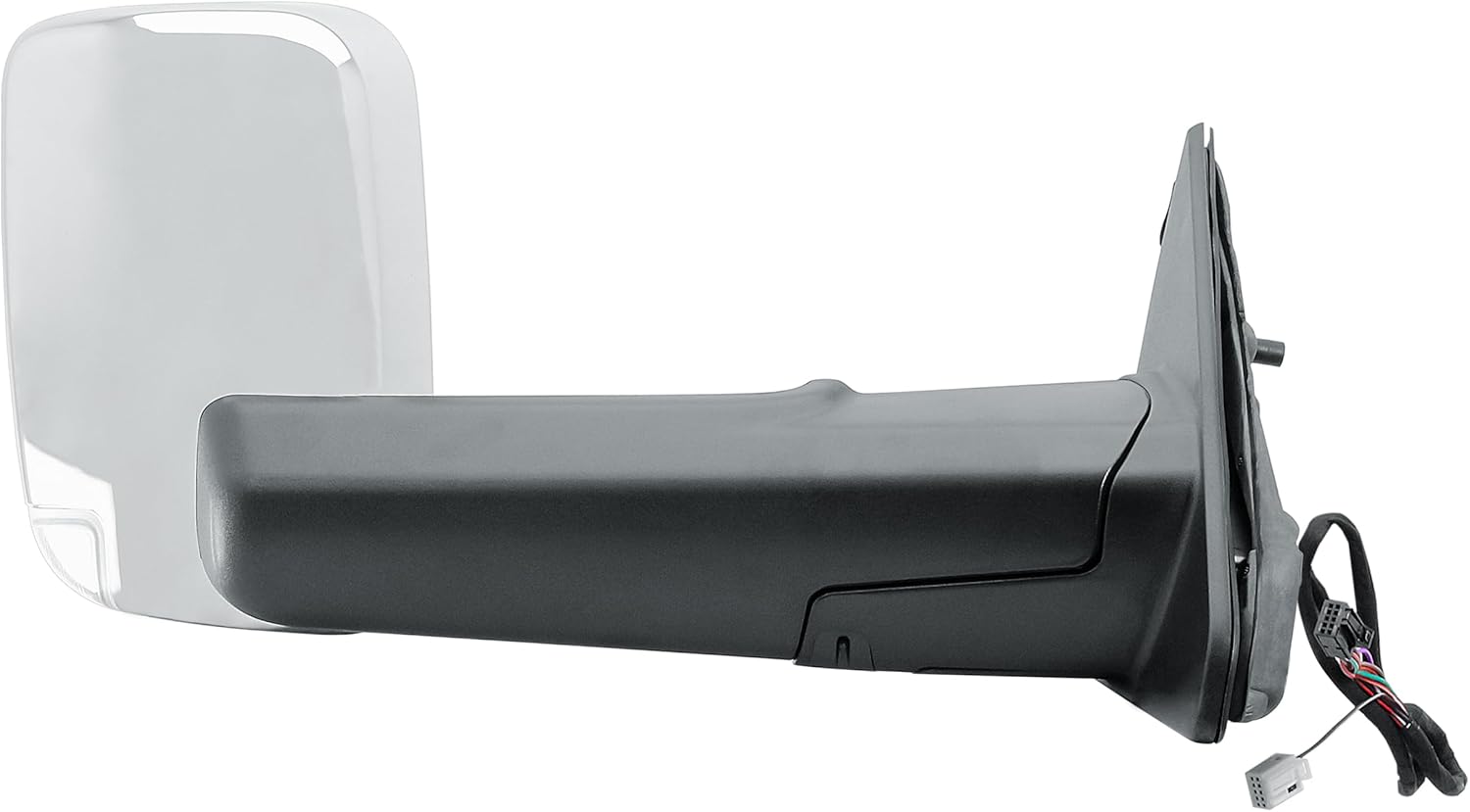 replacement passenger right side door towing mirror power and heated glass with blis (blind spot sensor) chrome back cover turn signal light puddle light manual folding for ram 1500 from 2019 to 2025 chrome passenger (rh) side