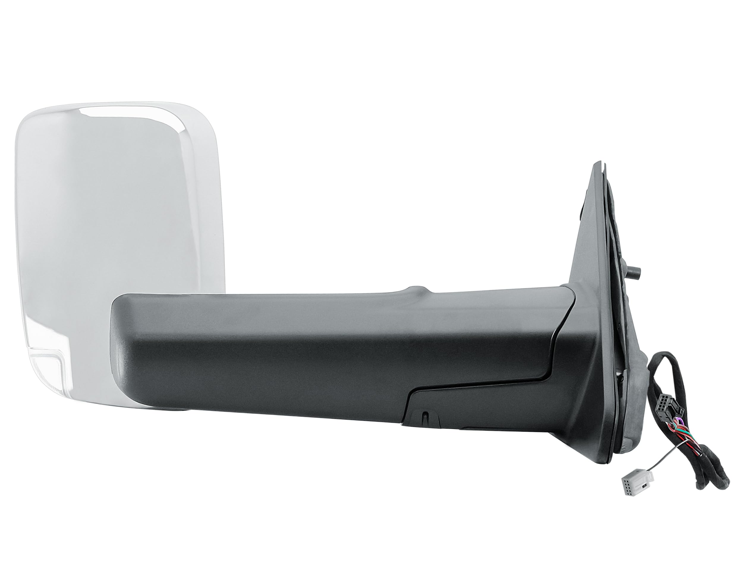 Replacement Passenger Right Side Door Towing Mirror Power and Heated Glass with BLIS Turn Signal Light Puddle Light Chrome Back Cover Manual Folding