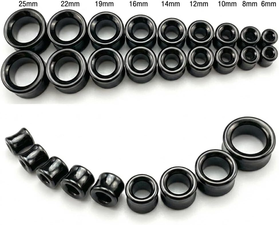 soscene Ear gauges ear plugs Black Obsidian Hollow Tunnels Organic Stone Double Saddle Ear Plugs - Image 6