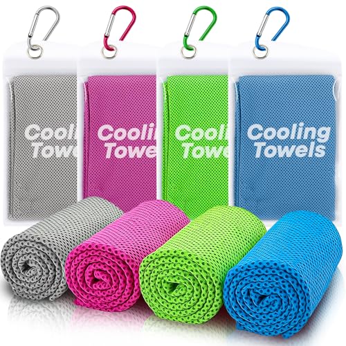 RUENVUE 4 Pack Cooling Towels (40x 12) Soft Breathable Gym Towels Outdoors Ice Towel for Neck and Face Camp Essentials Microfiber Sweat Towels for Gym Run Yoga Workout Travel Climb