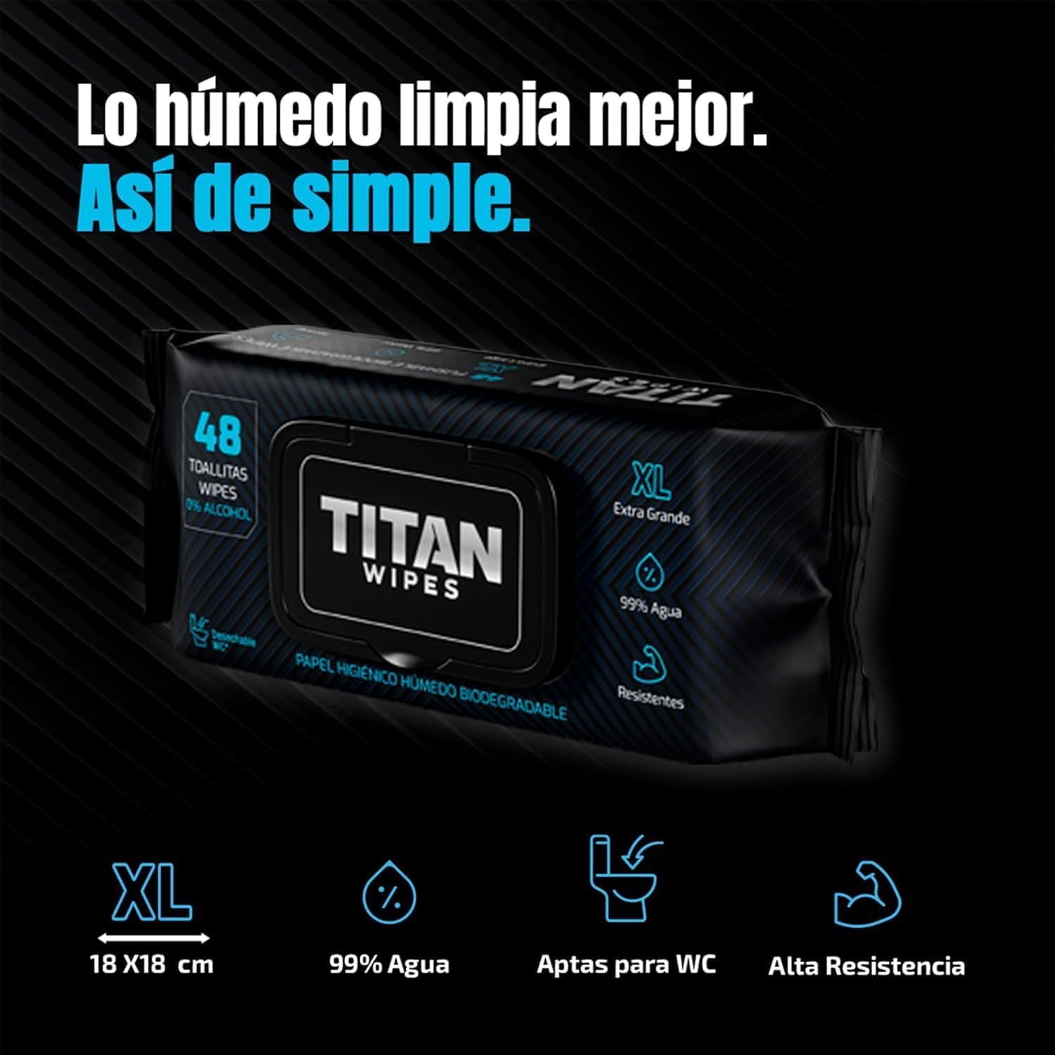Papel Higiénico Húmedo Biodegradable EXTRA Grande y Resistente – 3pack 144 Toallitas Humedas XL 18×18 cm, 99% Agua, Aloe & Vitamina E, 0% Alcohol, Resistentes y Desechables por el WC