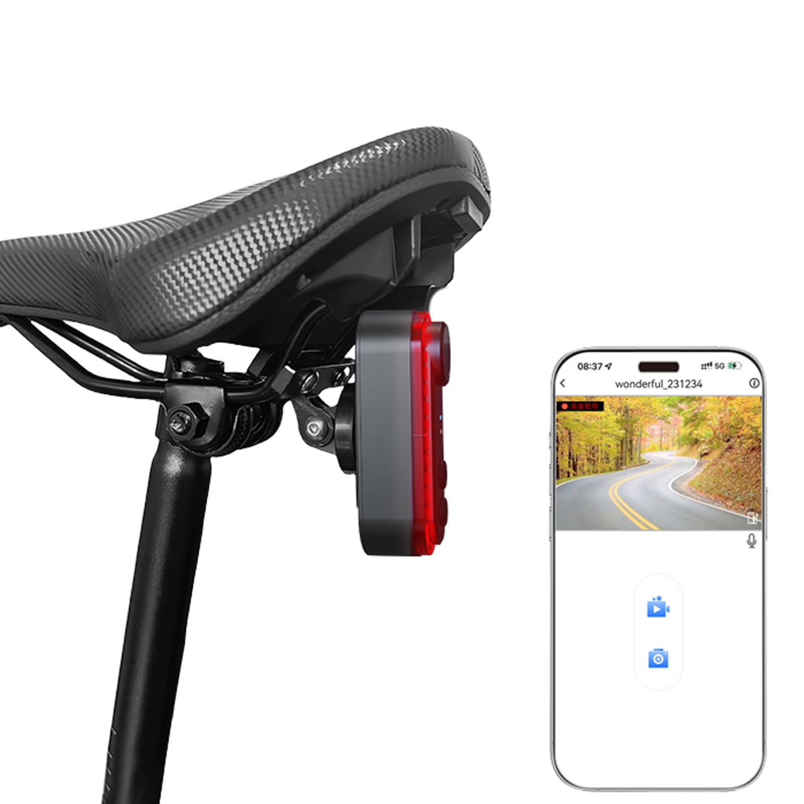 Topiky Videocamera per Bicicletta con Luce Posteriore, Registratore per Bicicletta con Spia, Videocamera Sportiva 1080P Action Video Camcorder, Telecamera per Retromarcia per