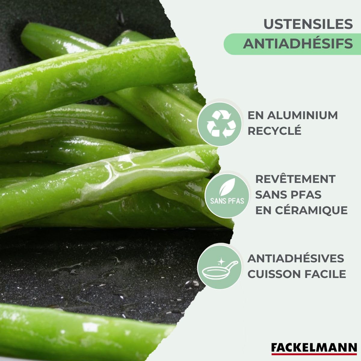 Fackelmann Batterie céramique poêle 30 cm et 3 casseroles