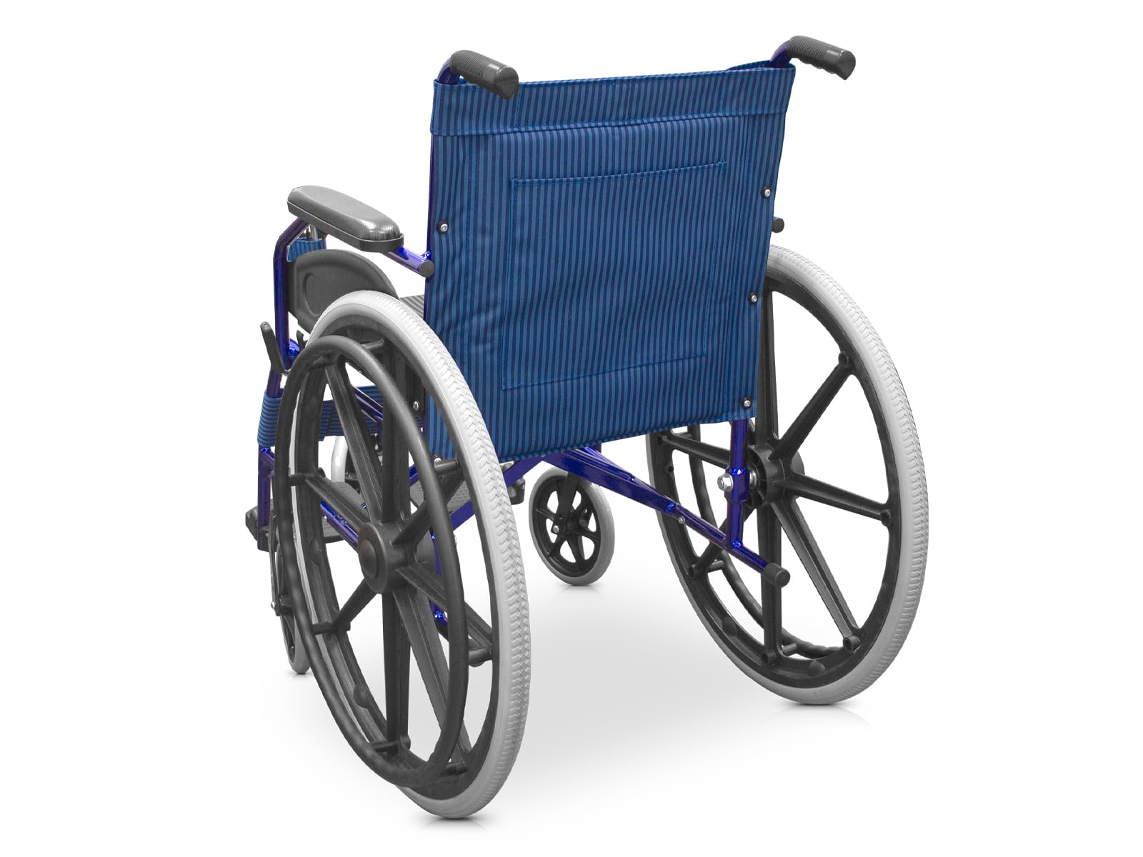 QUIRUMED Silla de Ruedas Plegable, Modelo Easy Ultralight, Estructura de Aluminio, Ligera, Compacta, Color Azul, Freno Manual, para Mayores, para minusválidos