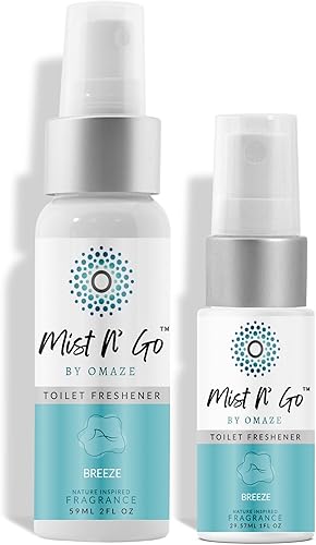 Mist N' Go by OMAZE - Spray de baño de viaje para eliminador de olores de excrementos, espray de inodoro de viaje para ambientador de excrementos