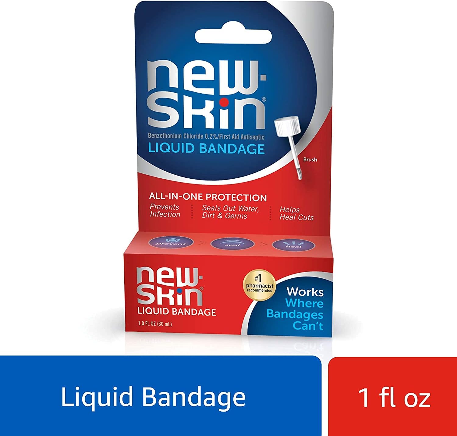 New-Skin Liquid Bandage, Waterproof Bandage for Scrapes and Minor Cuts, 1 fl oz + New-Skin Liquid Bandage Spray, Waterproof Bandage 1 Ounce (Pack of 1) : Health & Household