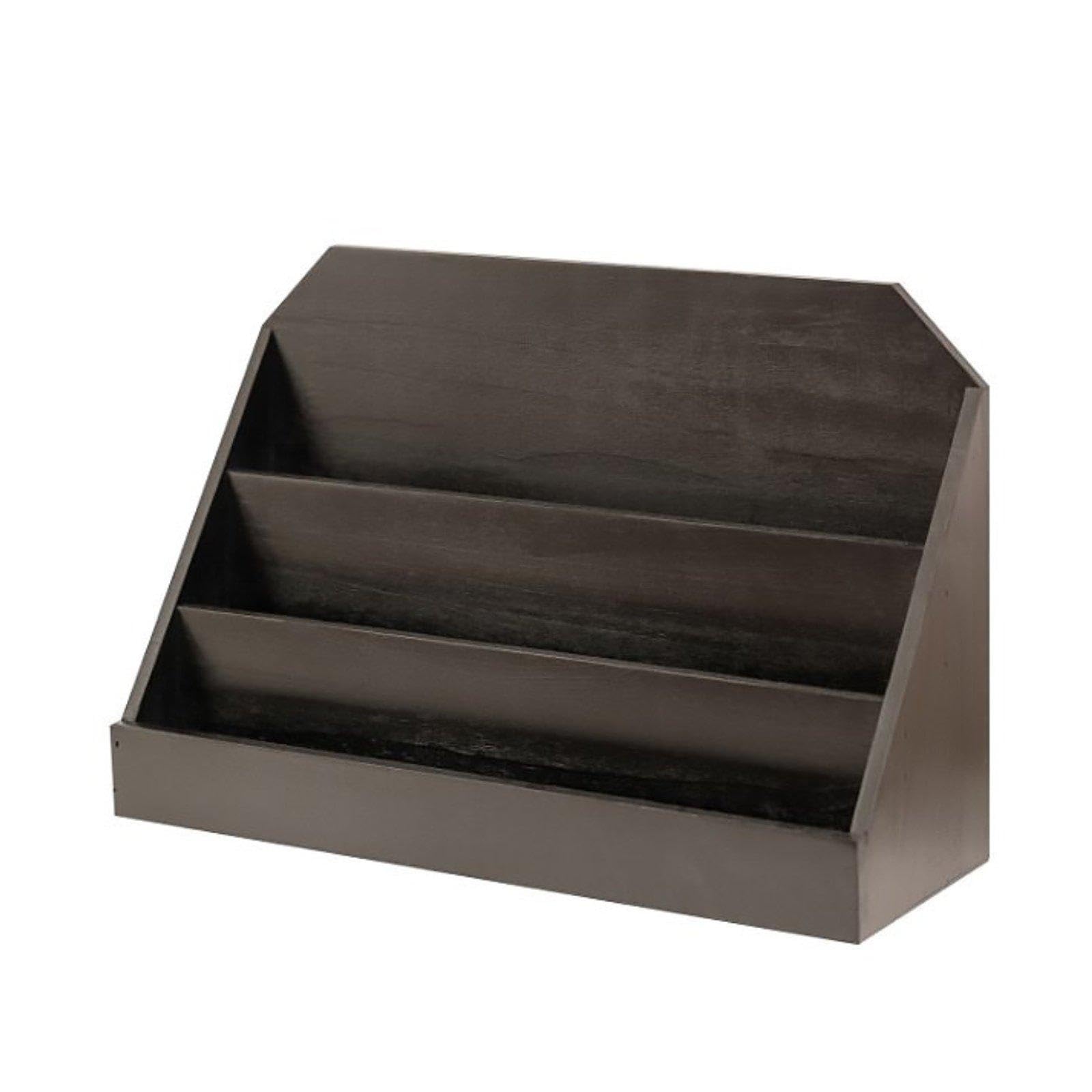 CALANDIS Tiered Letter Holder Solid Wood 3 tiered Wooden Desk Organizer Multi-Layer Design Wooden Postcard Display Rack for Countertop, Office, Study Room Black-image-35