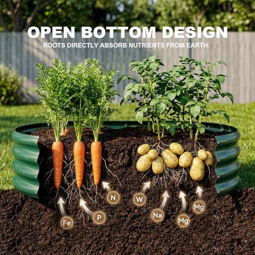 Image of Land Guard 2Pcs 8ft Galvanized Steel Raised Garden Bed, 8 x 4 x 1 ft Large Metal Raised Planter Beds, Raised Garden Bed for Vegetables, Green