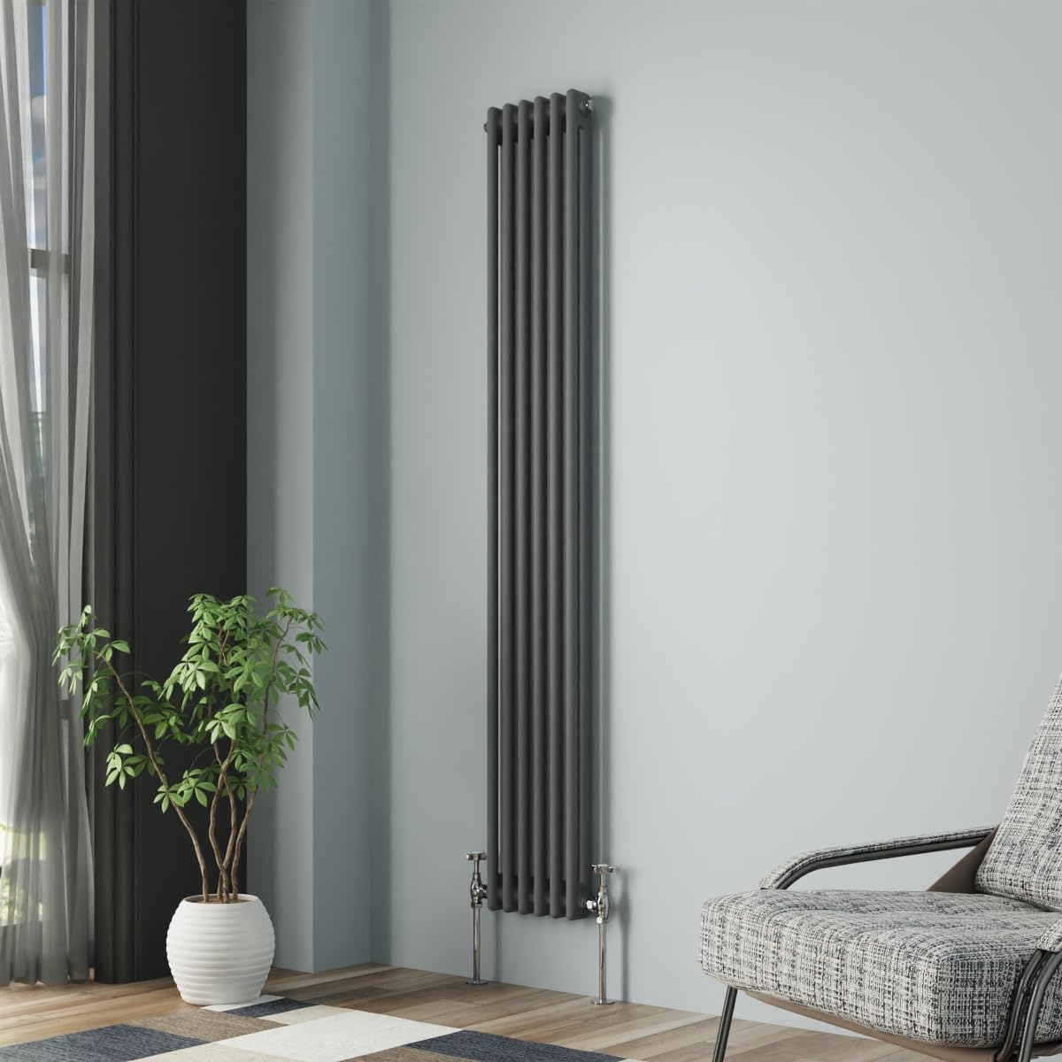 Nrg Anthracite Column Radiator 1800X290mm Double Traditional Cast Iron Style Heater Interior Designer Vertical Bathroom Radiators