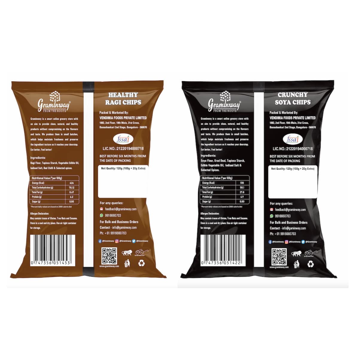 Graminway Ragi Chips and SOYA Chips, 2 x 100 g - Image 2 thumbnail