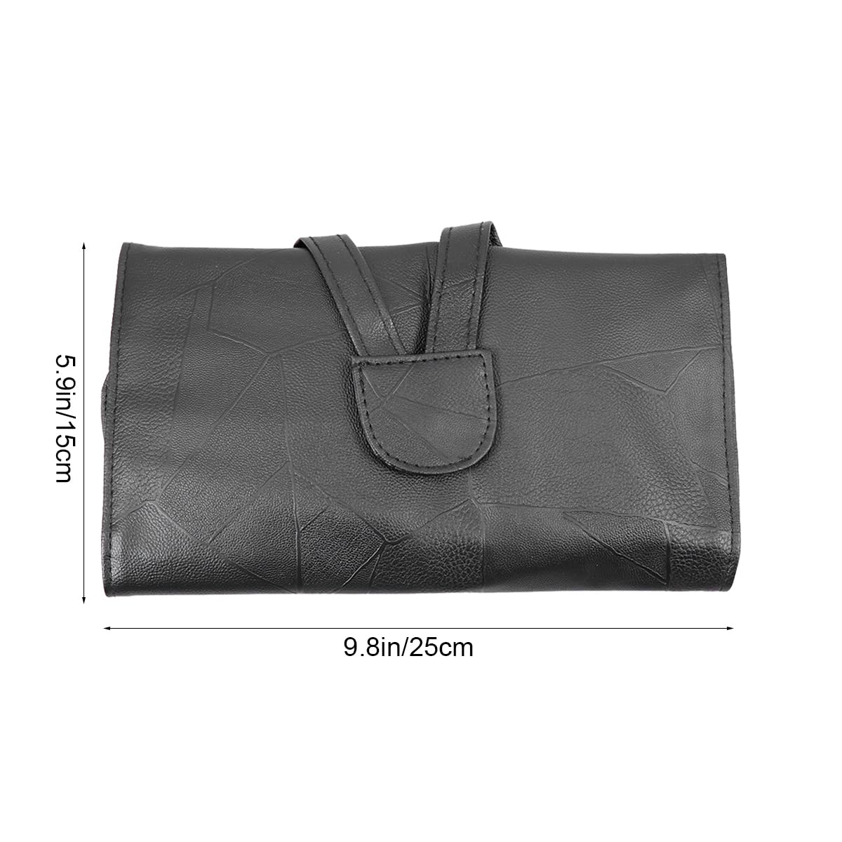 FRCOLOR Makeup Brush Storage Bag Pu Leather Foldable Standable Cosmetic Organizer Roll Bag for Travel Home Black - Image 4