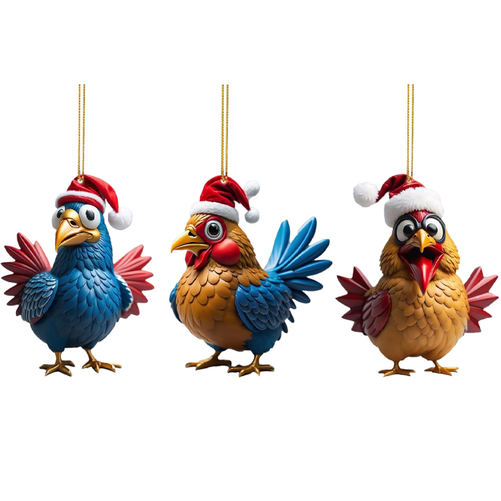 Fkngcp 3Pcs Chicken Christmas Ornament Cute Lifelike Hanging Chicken Ornament 2D Acrylic Christmas Tree Decorations For Outdoor Xmas Festival Party Ornamentschristmas Tree Decorations