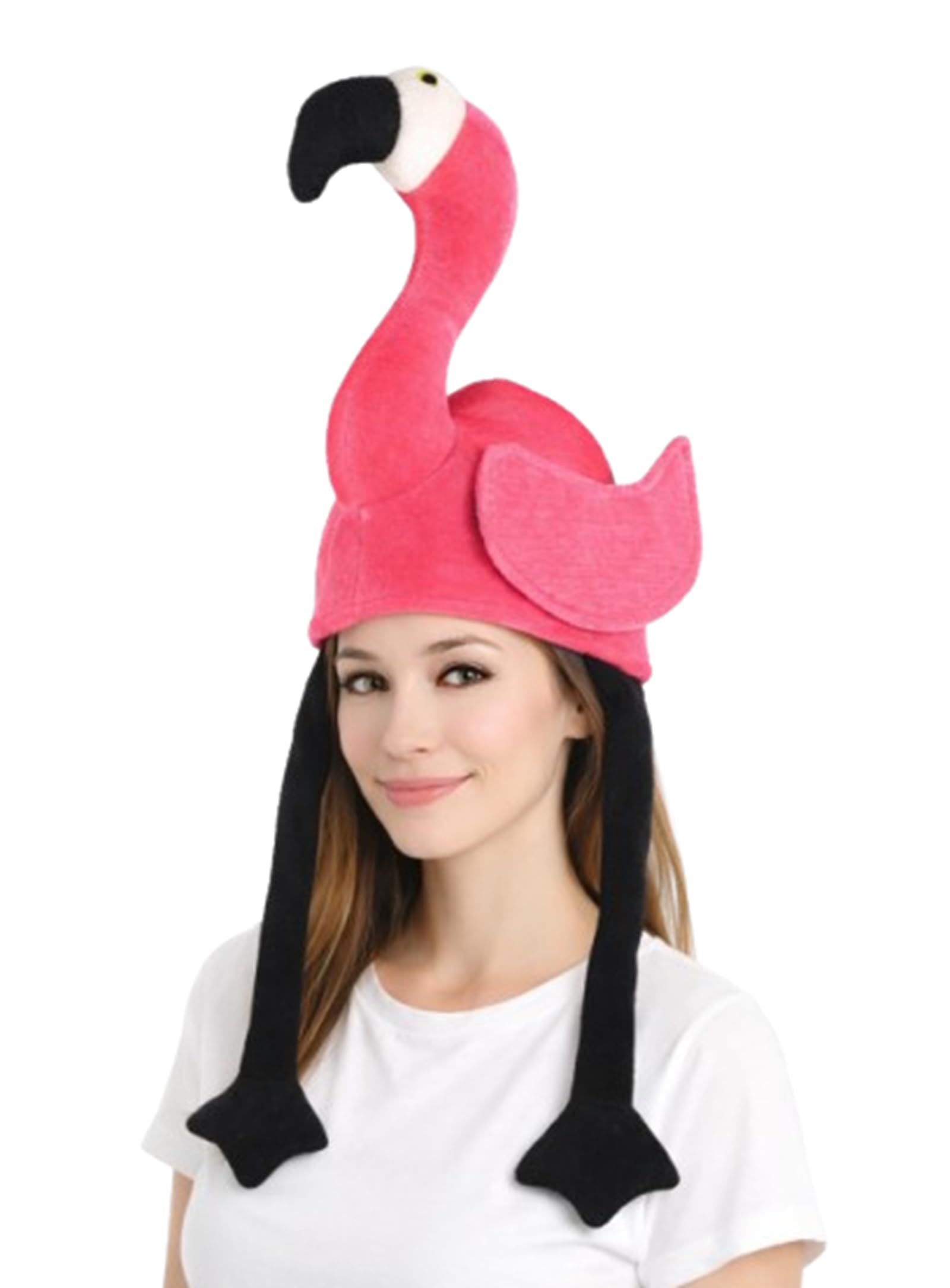 NuJake Adults Pink Flamingo Hat With Long Novelty Legs Stag Hen Hawaii Party Adult Fancy Dress
