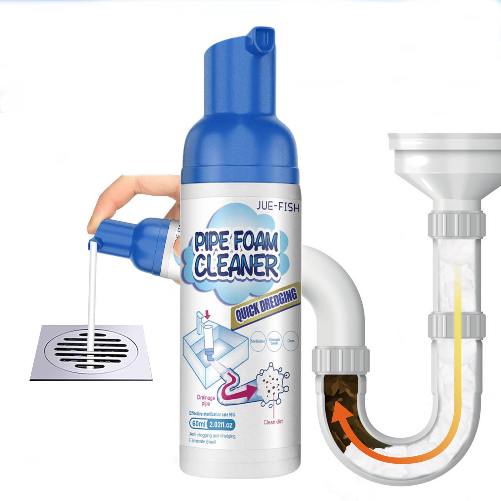 MEWELLWild Tornado Pipe Dredge Deodorant, Powerful Sink and Drain Cleaner, Portable Powder Cleaning Tool Super Clog Remover Chemical Powder Agent for Kitchen Toilet Pipe Dredging