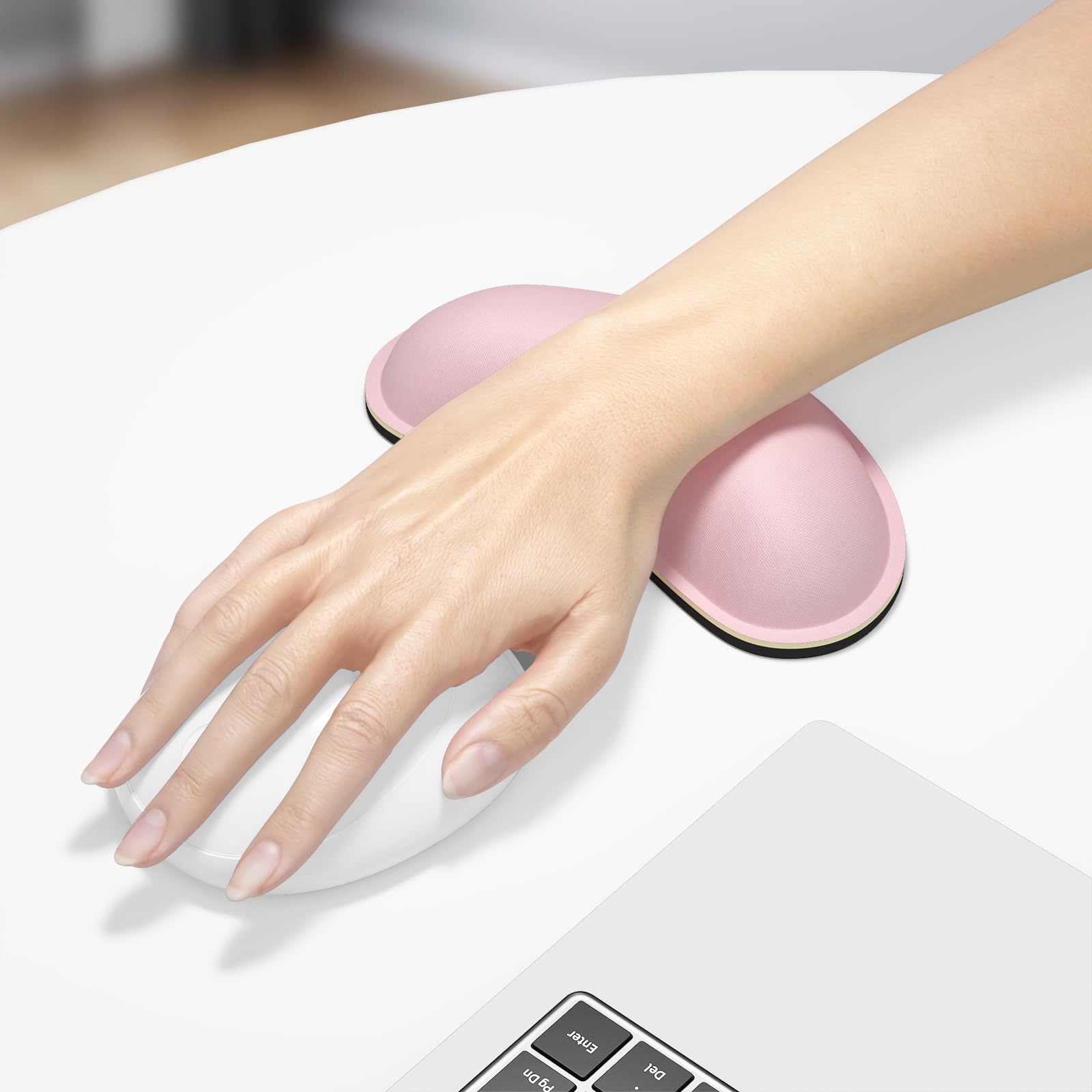 Dapesuom Maus-Handgelenkauflage, niedliches Ergonomisch Memory-Schaum Handgelenkstütze Pad für Computer-Schreibtischunterlagen, Maus-Handgelenk-Pad für Büroarbeit und Laptop, Computer, Hellrosa