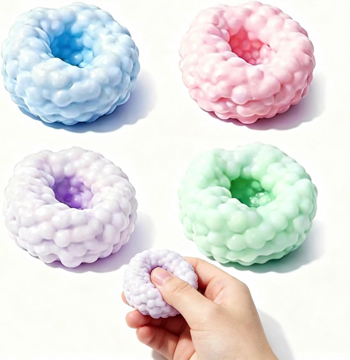 4PCS Crunchy Squishy Balls Set, Colourful Balls for Focus and Relaxation, Soft Textured for Desk Use and Travel