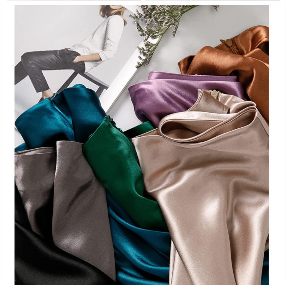 OZEO Röcke,Damen-Midiröcke Aus Glattem Satin, Schwarz, Mit Hüften Umwickelter Rock In A-Linie Mit Hoher Taille, Gerüscht, Glänzend, Cocktailparty, Elegantes Büro, Lange Röcke Für Mädchen, Damen,M