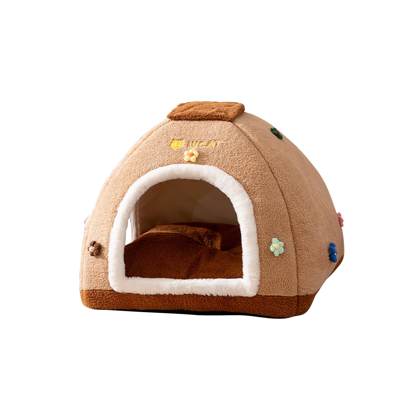 Galatée Cuccia Per Gatti, Cuccia Calda e Carina Per Gatti, Tenda Morbida Con Cuscino Rimovibile, Comodo Letto Per Cani, Letto Comodo Per Cucciolo, Gattino e Coniglio(XL, Marrone)