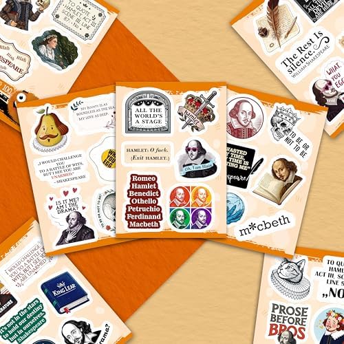 100Pcs Shakespeare Stickers Vinyl for Water Bottles, Literature Stickers Bulk - Shakespeare Gifts - Poetry Party Supplies - Gift for Women & Men — view 4