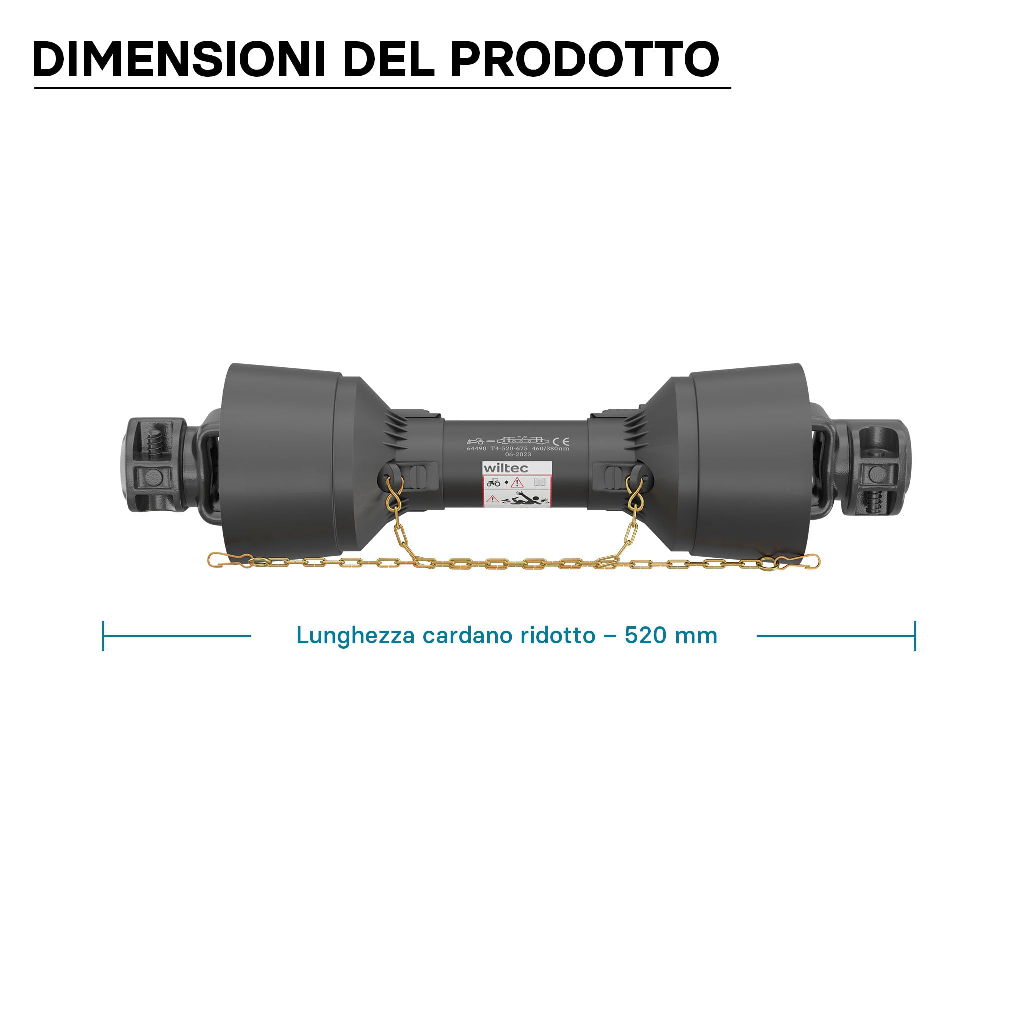 Wiltec Albero cardanico T4 Giunto cardanico 520mm 460Nm 540rpm Cardano 40kW (55CV) 2X 1 3/8" 6 Denti