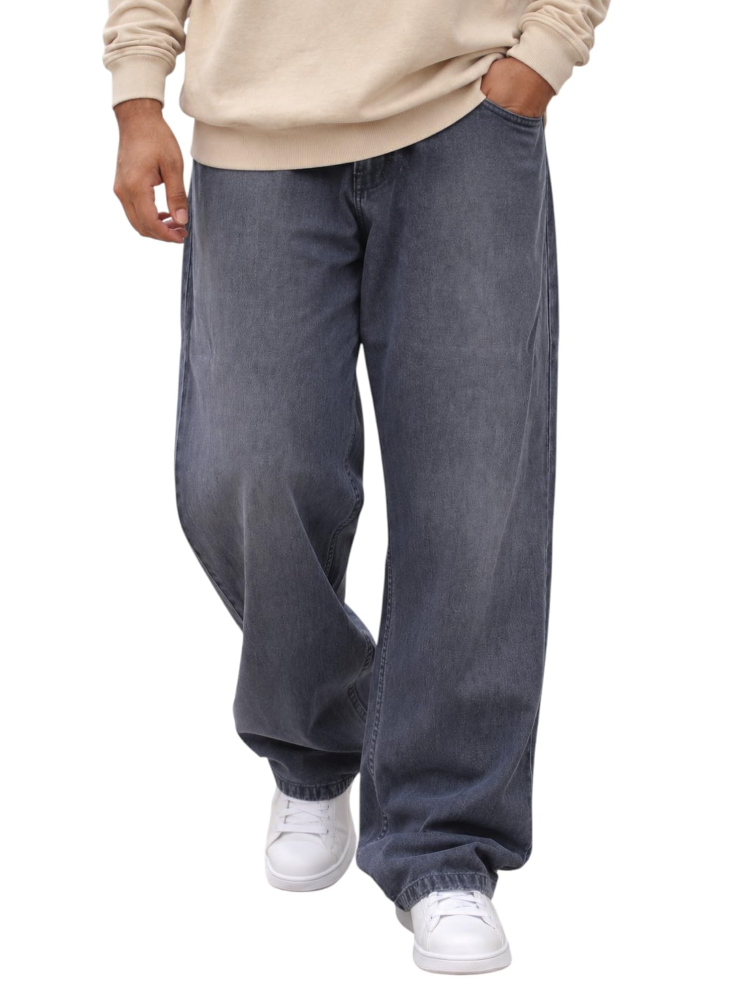 Men's Baggy Fit Jeans for Men | Loose Fit Wide Leg Denim Pants | Oversized Mid-Rise Baggy Jeans Pant for Man | Streetwear Denim-image-9