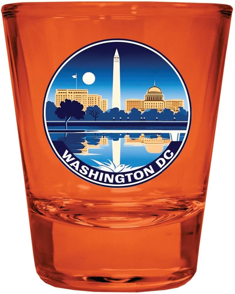 Vaso Tequilero Washington DC Souvenir Color Naranja Pack de 2