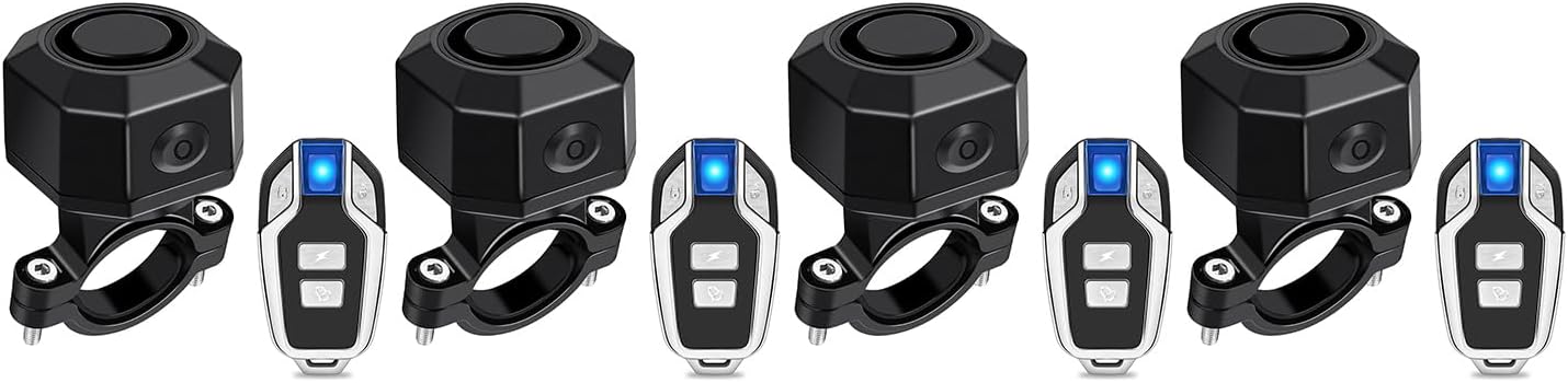 USUPERINK Bike Alarm with Remote, IP65 Waterproof Bicycle Alarm with Vibration Sensor, Anti-Theft Security Alarm,for Ebike, Motorcycle, Scooter,4PK