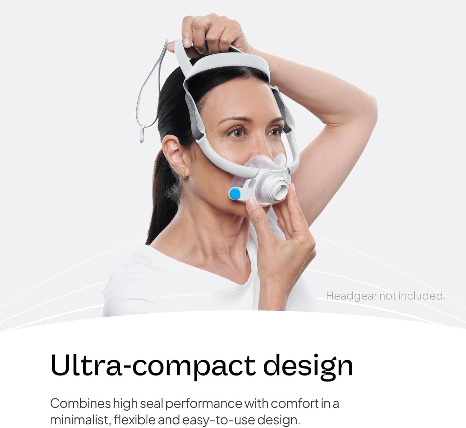 Woman wearing the ResMed AirFit F40 mask