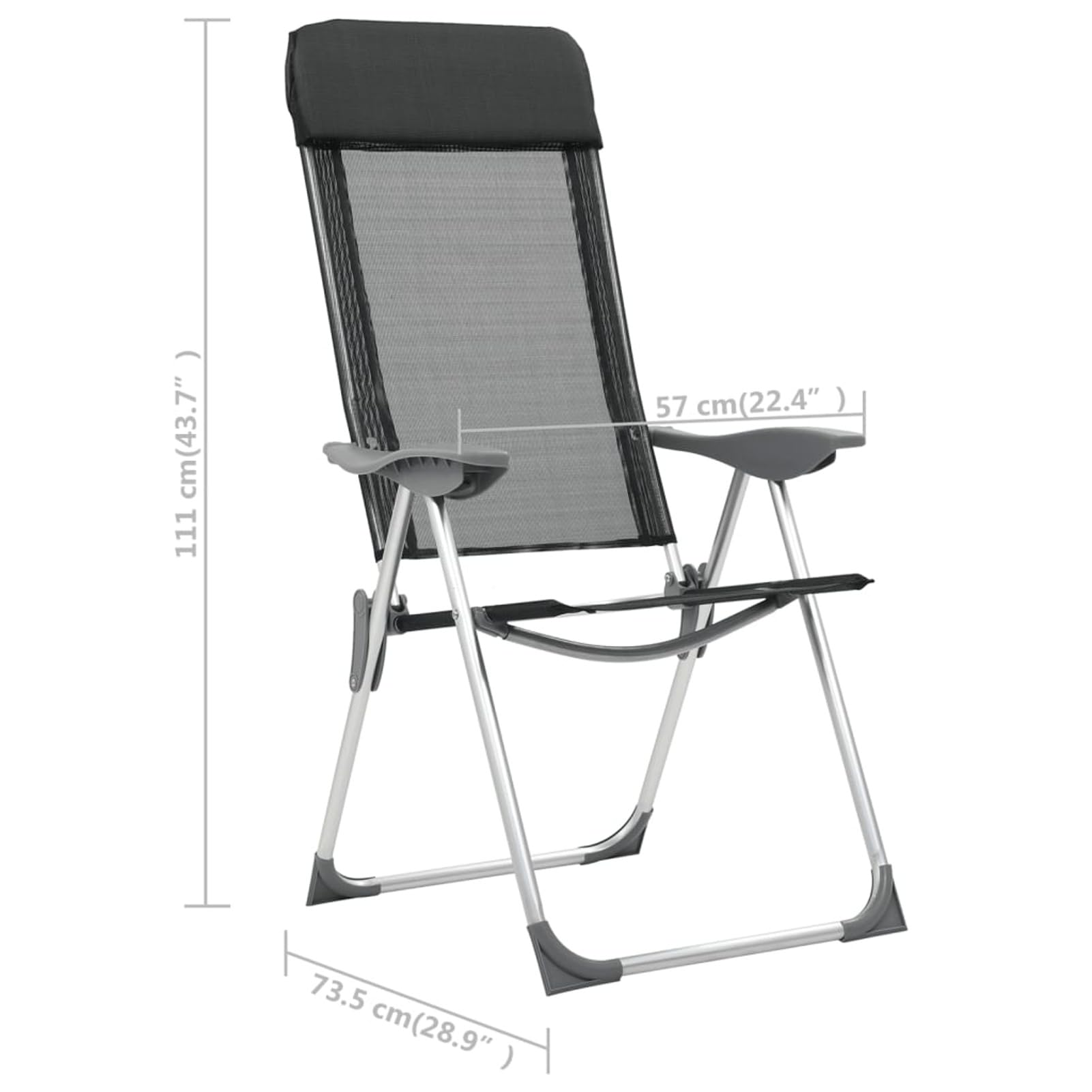 Klappbare Campingstühle 4 STK. Aluminium Schwarz Anglerstuhl Klappbar