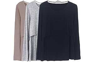 Women's Nursing Tops, 3-Pack Long Sleeve Shirts for Breastfeeding