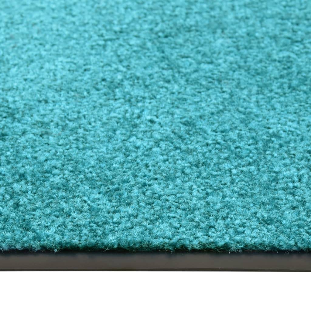 Waschbare Schmutzfang Fußmatte Cyan 90x150 cm, rutschfeste PVC Rückseite aus 100% Polyamid, für Eingang drinnen draußen Terrasse Garage Garten, saugfähig