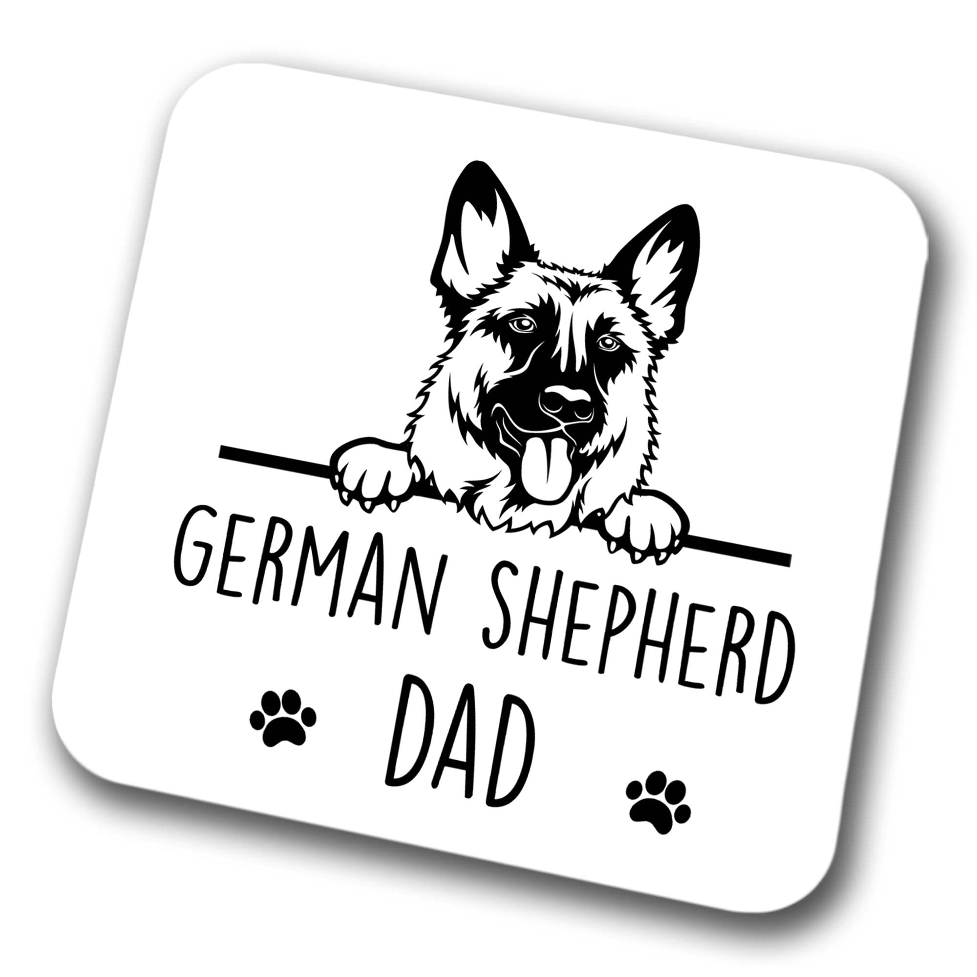 German Shepherd Dad Coaster Pet Present Alsatian Dog Mum Dad Friend Joke Funny Gift Birthday Christmas, Hardboard Coaster
