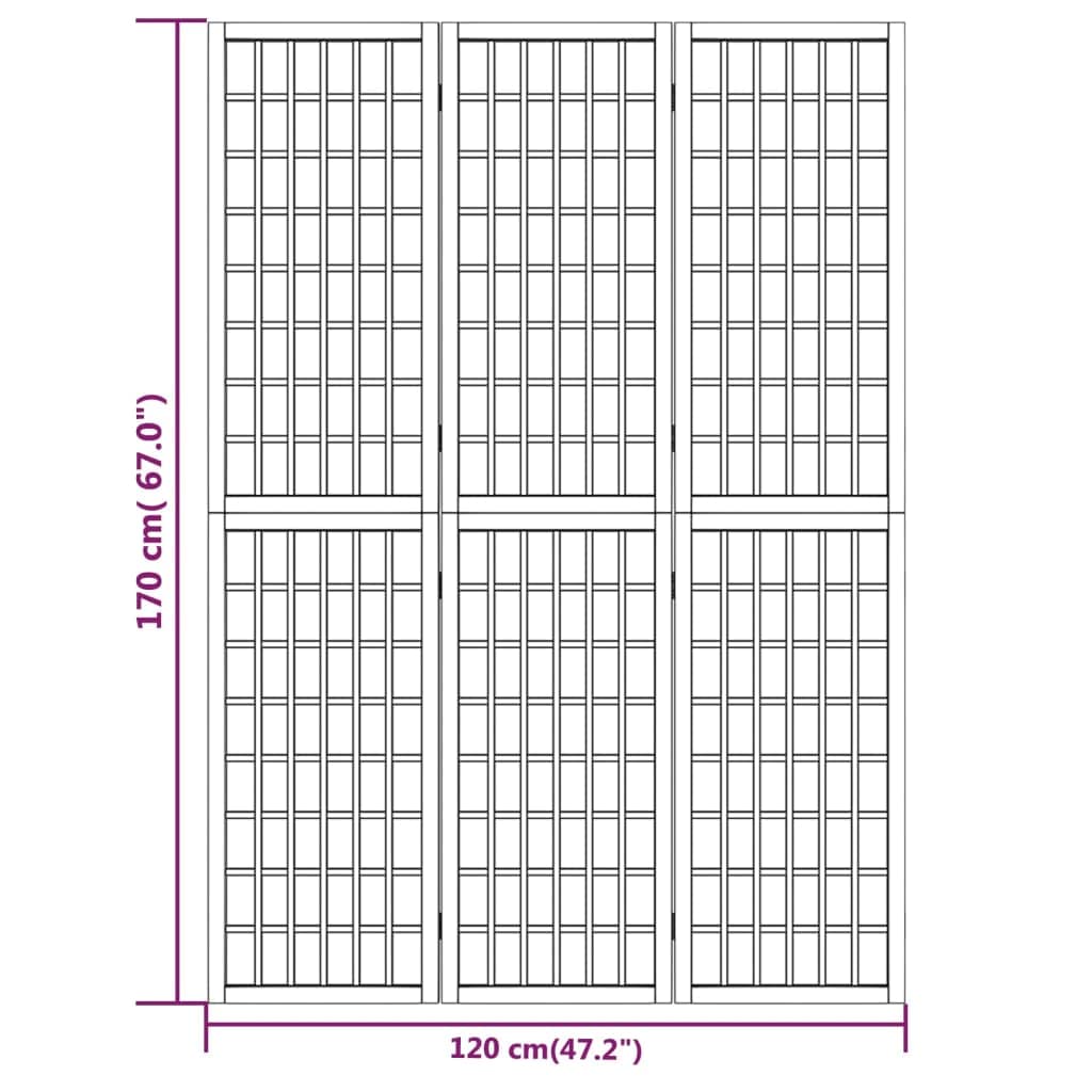 vidaXL Biombo plegable con 3 paneles estilo japonés blanco 120x170 cm