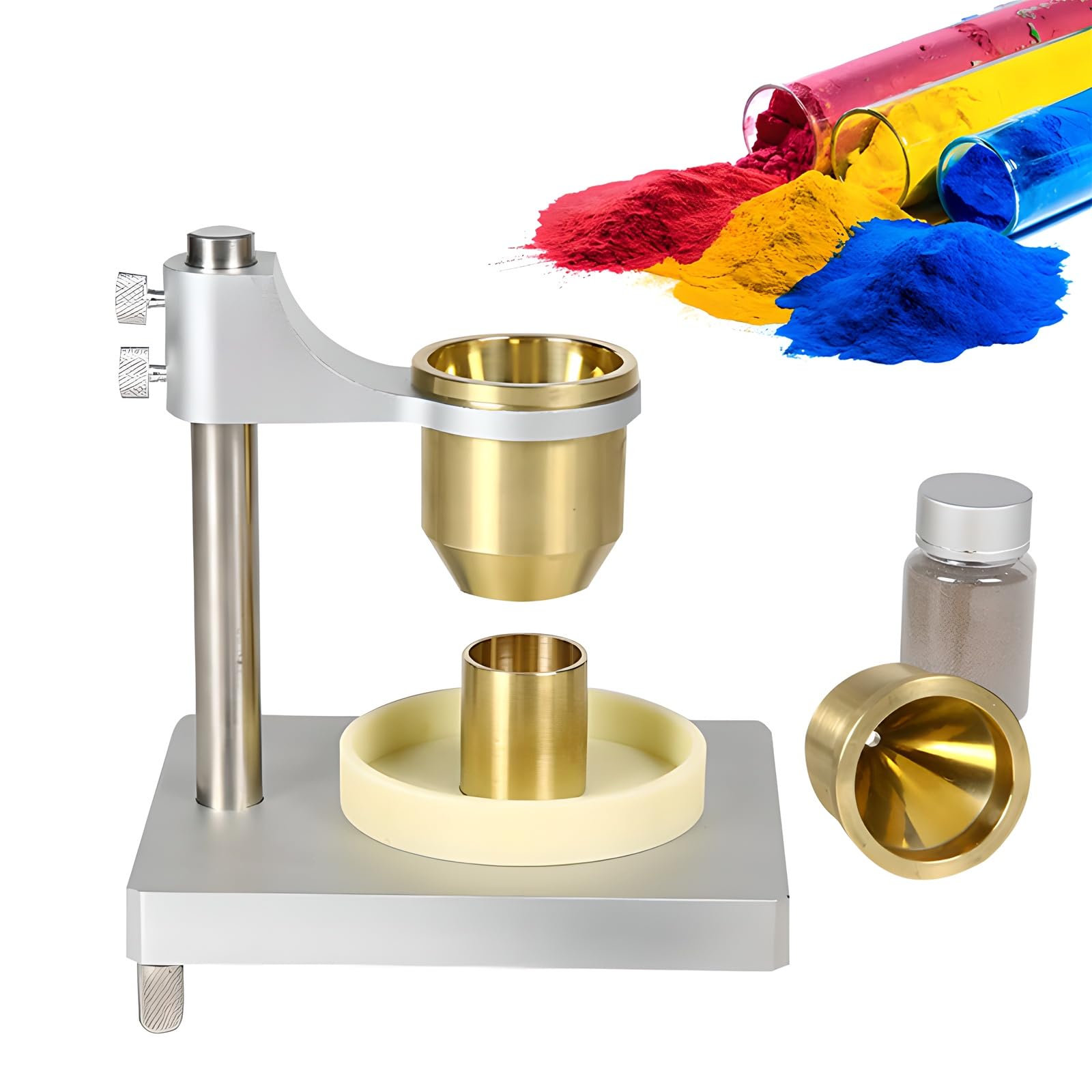 2 w 1 Powder Bulk De & Flow Abili er, przepływomierz holowy z lejkiem ze stali nierdzewnej i adjuble nd do proszków metalowych i Ntal