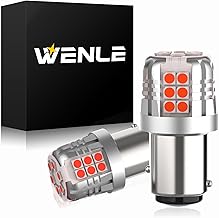 WENLE 爆光 S25 LED ダブル テールランプ ブレーキランプ ストップランプ 180度段違い レッド800K DC12V車用3200Lm(1600LM*2) ノイズなし 左右分2本入り