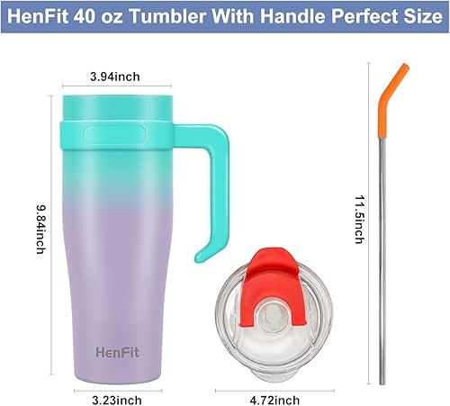 Miniatura 2 de Vaso de 40 onzas con asa y popote, taza de viaje de acero inoxidable aislada, mantiene el frío hasta 34 horas, a prueba de sudor, apto para